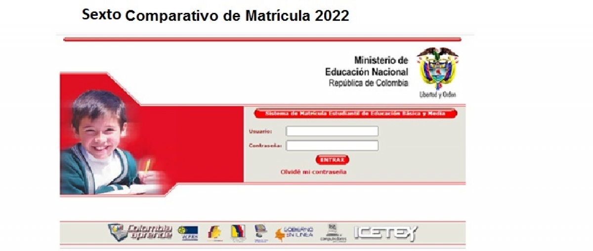 Sexto Avance de Matricula Sin Adultos 2022.